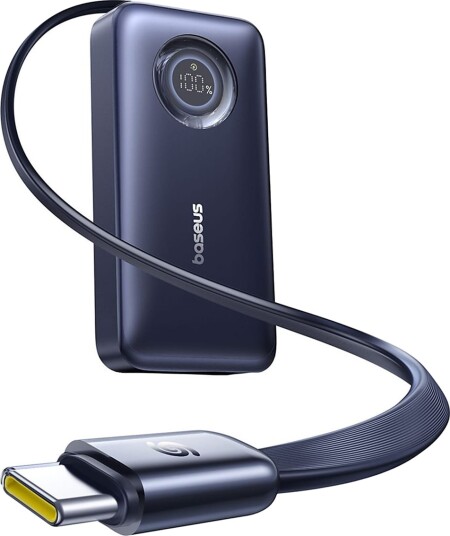 Baseus EnerCore CR11 10000mAh 45W Power Bank with Retractable USB-C Cable - Black - 10000 mAh