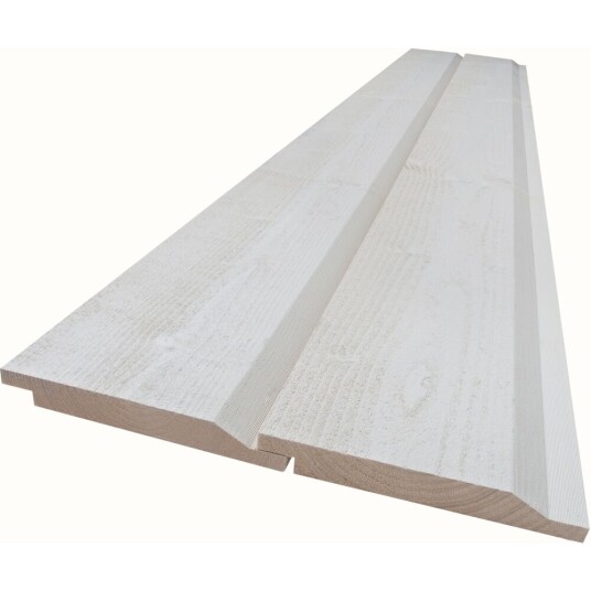 Ringalm Kledning Profilert Grunnet Gran 19x148 mm Dobbelfals 28 Grader Klasse 1 Hvit