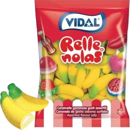 1 kg Vidal Jelly Filled Bananas Skumbananer med Gelefyll 1 kg Vidal Jelly Filled Bananas Skumbananer med Gelefyll