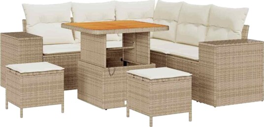 Hagesofa Set 8 pcs Beige polyrotting