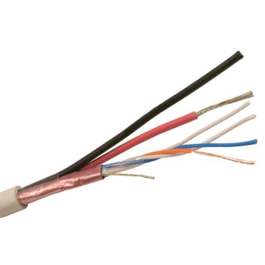 Nexans FLAQQBR Alarmkabel 8 mm ytterdiameter, hvit 1 m, kappet