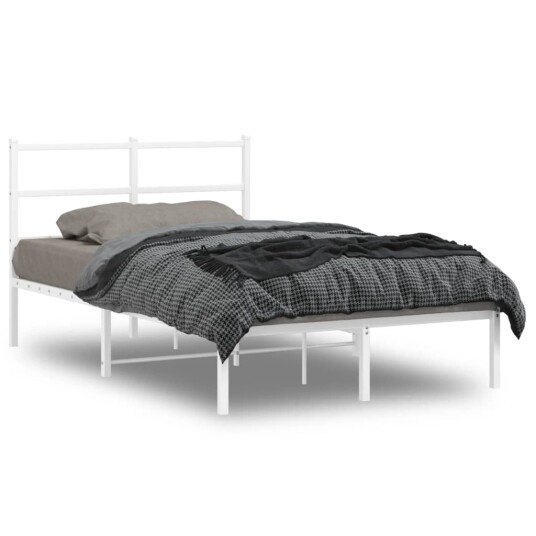 vidaXL Sengeramme i metall med hodegavl hvit 120x190 cm 8721012303089