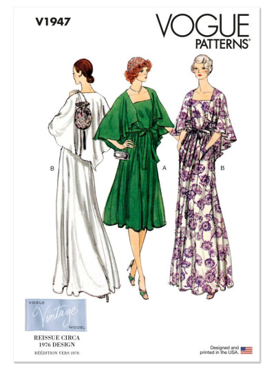 Vogue 1947 - Vintage kjole B5 (8-10-12-14-16)