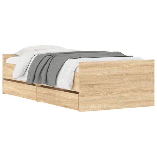 vidaXL Sengeramme med skuffer sonoma eik 100x200 cm 8721012245839