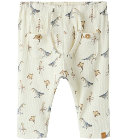 Lil" Atelier Bukser Loose NbmLavo Coconut Melk/Sea DYR Lil Atelier 74 Bukser bomull Beige Hvit