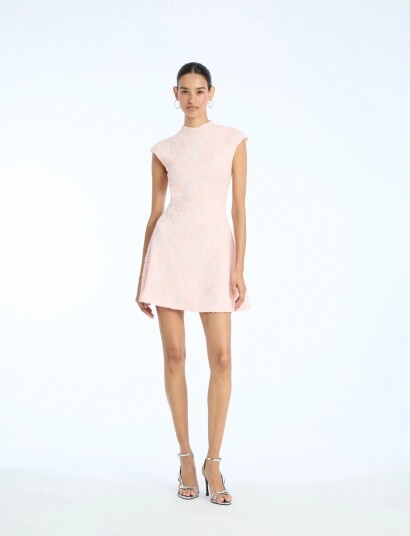 ROTATE Birger Christensen Mesh Mini Dress Pink 40 ROTATE Birger Christensen Mesh Mini Dress Pink 40