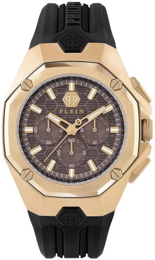 Philipp Plein Herreklokke PWTBA0423 Octagon Brun/Gummi Ø44 mm Philipp Plein Herreklokke PWTBA0423 Octagon Brun/Gummi Ø44 mm