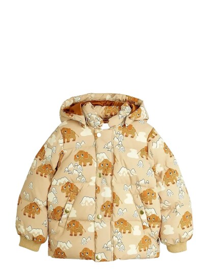 Mini Rodini Mammoths Hooded Puffer Jacket   Beige   140/146