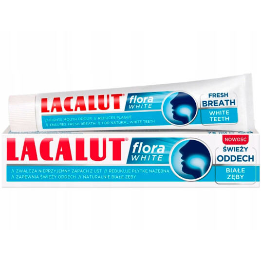 Tannkrem mot dårlig ånde LACALUT Flora Whitening 75 ml.