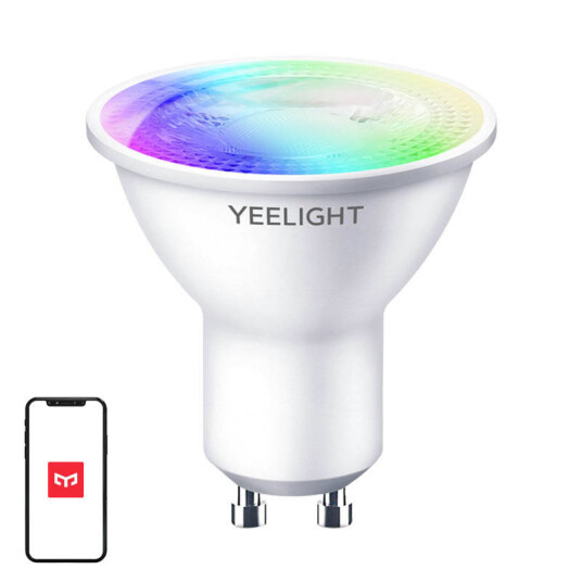 Yeelight Smart W1 Led-Pære For Søkelys Gu10 4.5 W Ekvivalent 28 Klasse F 16 Millioner Farger 2700-6500 K Yeelight Smart W1 Led-Pære For Søkelys Gu10 4.5 W Ekvivalent 28 Klasse F 16 Millioner Farger 2700-6500 K