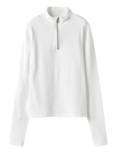 LMTD Nlfhinaja Ls Short S Half Zip Top White 146 152 LMTD Nlfhinaja Ls Short S Half Zip Top White 146 152