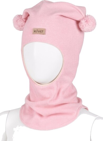 Kivat Balaclava i økologisk bomull med dusker Vintage Pink 3 5 8år