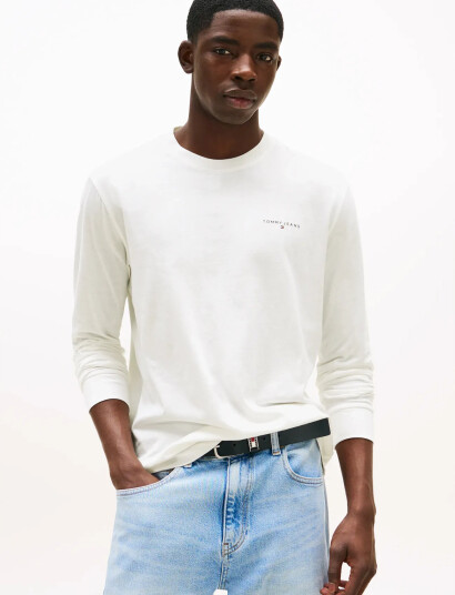 Tommy Jeans Tjm Slim Chest Linear Ls Tee Ext - White - L