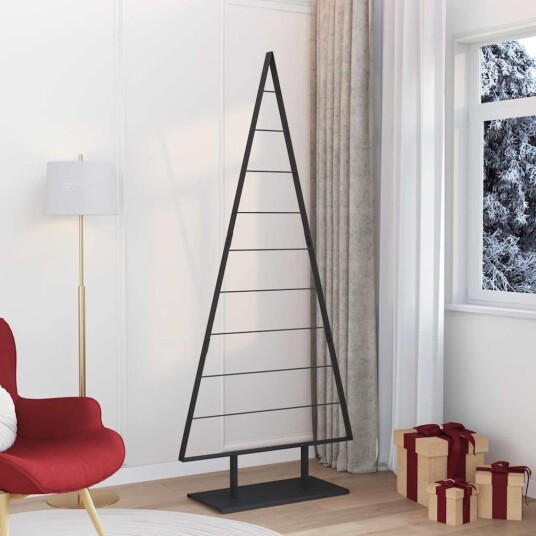  Metall juletre med stativ Svart 210 cm Stål