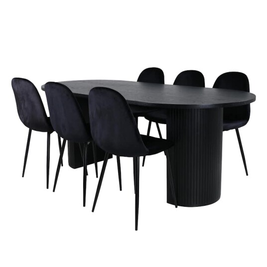 Venture Home Spisegruppe Venture Home Bianca Sort med 6 Pobbie Stoler Fløyel GR22202