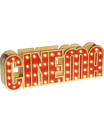 Cinema LED Skilt i Treverk 30x10 cm