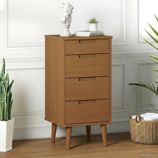 vidaXL Kommode MOLDE Karamell 40 x 35 x 82 cm Heltre furu