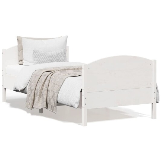 Sengeramme med hodegavl hvit 90x200 cm heltre furu 8721012427655