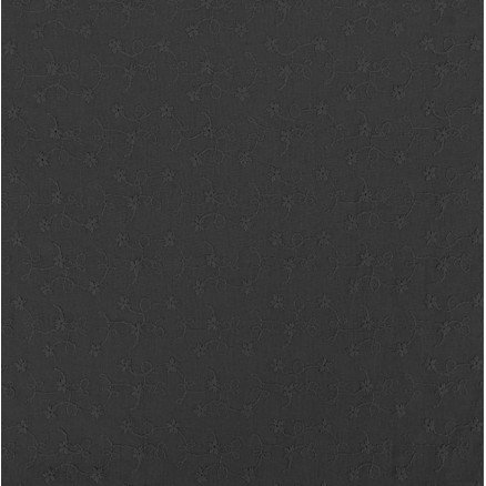 Bomullsstoff med broderi 135cm 069 Svart - 50cm