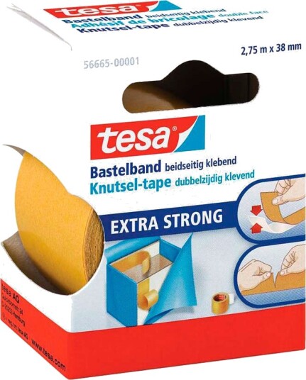 Tesa Extra Styrke Dobbelsidig Tape 2,75m 38mm Klar