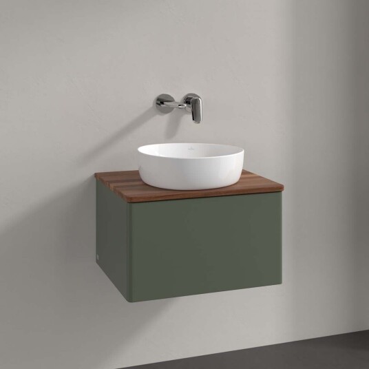 Villeroy & Boch  Antao Servantskap med 1 skuff 60x50x36 cm m/lys Grønn Matt/Valnøtt