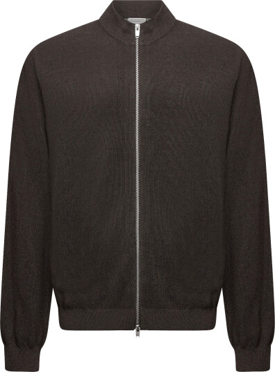 Lindbergh Black 100% Merino Zip Through Knit   Brown   XXL