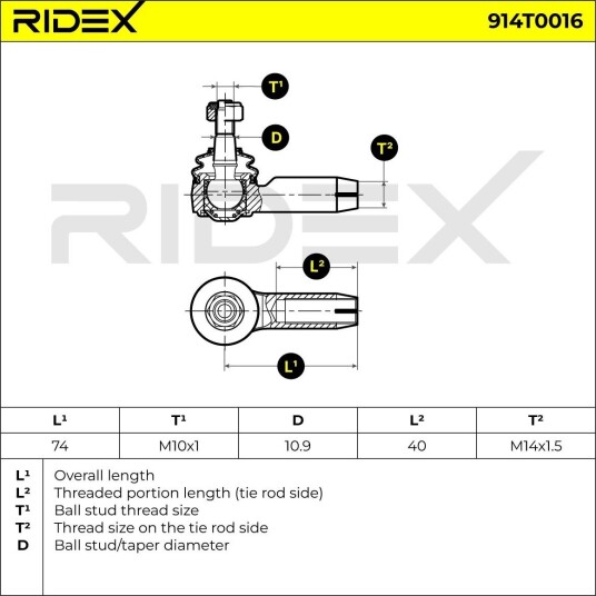 RIDEX 914T0016 Endeledd
