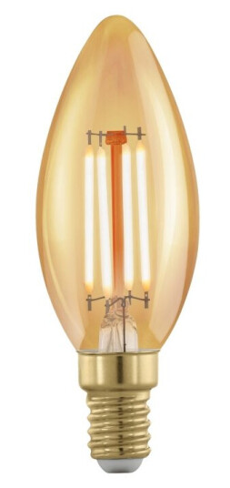 Eglo Led-Filamentlyspære Form: C35 E14 4 W Ekvivalent 28 Varmt Hvitt Lys 1700 K Ravgul