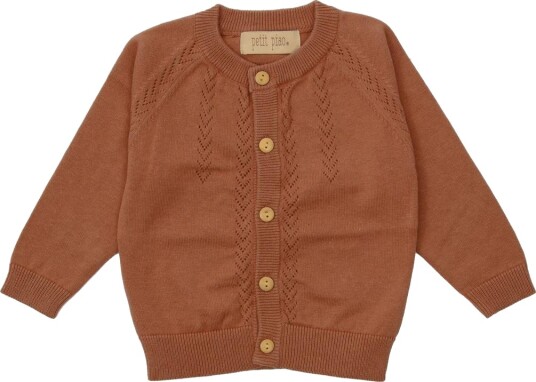 Petit Piao Cardigan Knit Pattern Copper Brown (80 / 1 år)