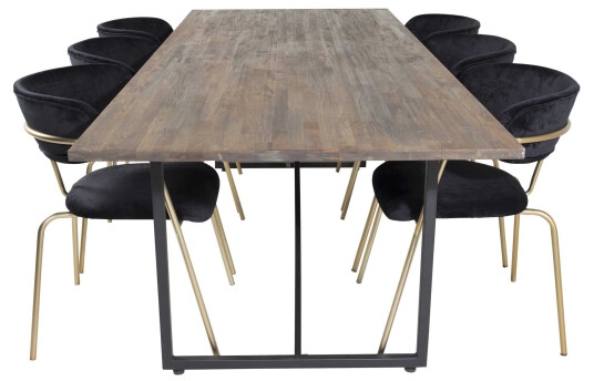 Venture Design Padang & Arrow spisegruppe Natur/svart 6 st stoler & bord 250 x 100 cm Venture Design Padang & Arrow spisegruppe Natur/svart 6 st stoler & bord 250 x 100 cm