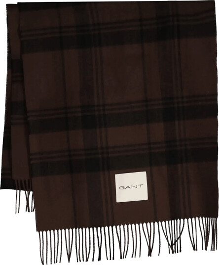Gant Check Wool Scarf - Brown - ONE SIZE
