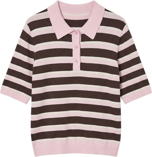 Vero Moda Awoline 2/4 Knit Polo Top Pink XL