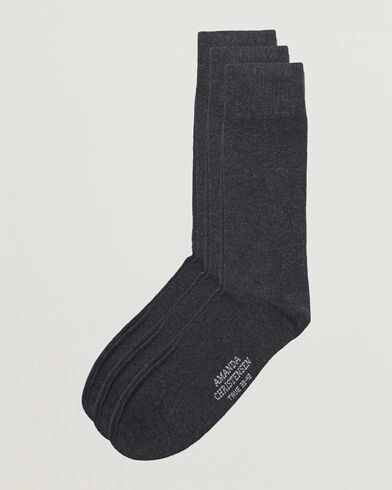 Amanda Christensen 3-Pack True Cotton Socks Antrachite Melange Amanda Christensen 3-Pack True Cotton Socks Antrachite Melange