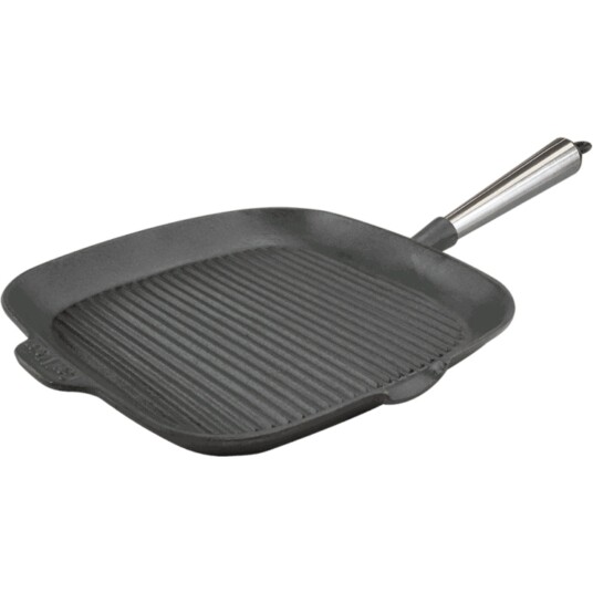 Carl Victor Firkantet grillpanne i støpejern 28 cm med høye kanter, stålhåndtak 1782304-01-0 1782322-01-0