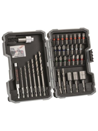 Bosch 35-delers bor- og skrutrekkerbitsett PH1; PH2; PH3; PZ1; PZ2; PZ3; SL3; SL4; SL5; SL6; H3; H4; H5; H6; T10; T15; T20; T20; T25; T27; T30; T40