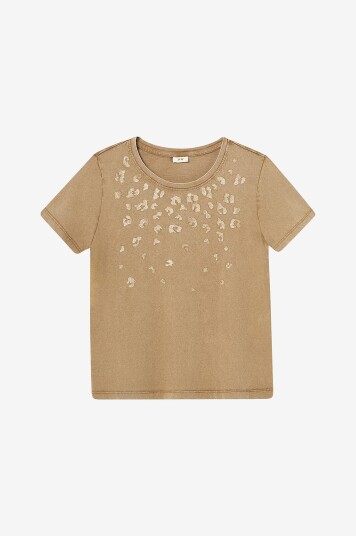 JDY - Topp jdyFarock S/S Glitter Print Top Jrs - Brun