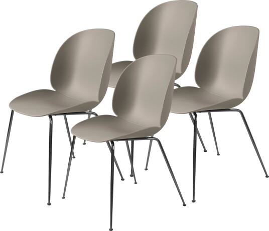 Gubi Beetle Spisestol Konisk Base/ Sort Krom/ Ny Beige 4 Stk. Gubi Beetle Spisestol Konisk Base/ Sort Krom/ Ny Beige 4 Stk.
