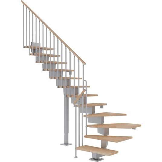 Dolle Dubai L trapp I Pearl Grey  classic Iii oljeret Bøk 80 13   Loddret Høyde 238 294cm