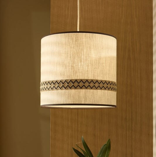 Pendellampe MARKET SET Jimmy dimmbar Beige Spisestue Stoff / Tekstil Design 32 Beige