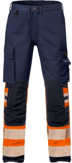 Fristads Høy synlighet stretch Bukser cl 1 2705 PLU Hi Vis Oransje / Marineblå C62