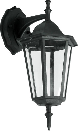V Tac E27 utendørs vegglampe Sort aluminium og glass klassisk lanterne uten lyskilde