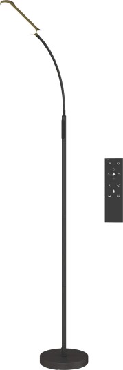 LED gulvlampe 5 moduser minnefunksjon justerbar lysstyrke stål sort