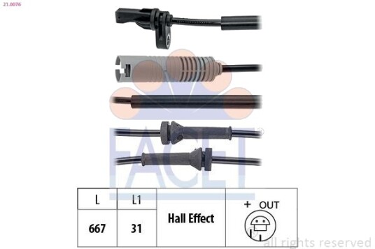 FACET 21.0076 Sensor ABS FACET 21.0076 Sensor ABS