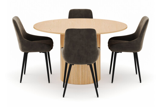 Scandinavian Choice Kopparbo Rund Spisegruppe 130 150 cm 4 Alsarp Spisestoler Naturell