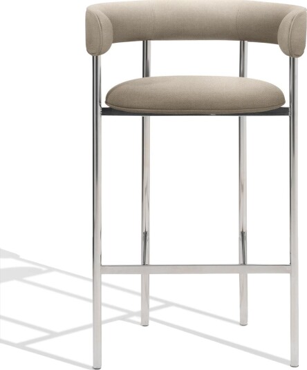 Møbel Copenhagen Font Barstol med Armlene 75 cm Hallingdal 65 200/Polert Stålunderstell