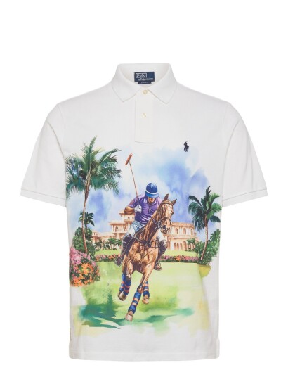Polo Ralph Lauren Classic Fit Mesh Graphic Polo Shirt White M
