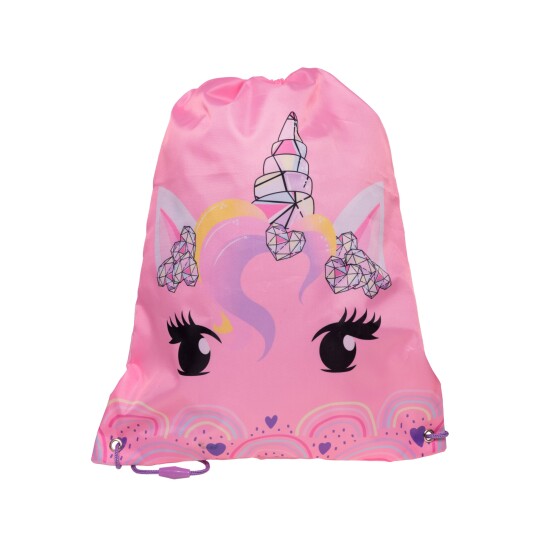 Unicorn Gems Treningsbag 35 x 45 cm - Rosa Nylon med Sikkerhetssnorer Unicorn Gems Treningsbag 35 x 45 cm - Rosa Nylon med Sikkerhetssnorer