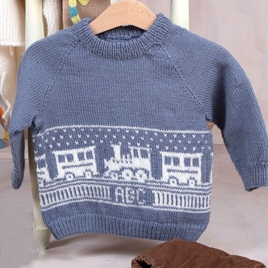 Bluum Strik Strikkegenser Tog - garnpakke i Bluum Pure Eco Baby Wool
