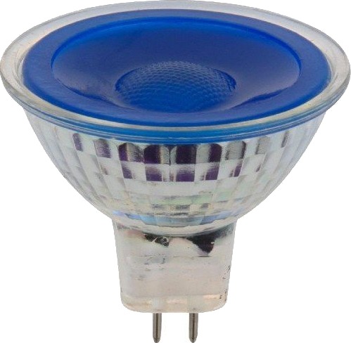 Spl GU5.3 5W LED pære 12V   MR16 Blå 38 grader glass