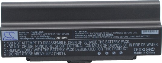 Batteri til SONY VGN-CR etc 7200 mAh